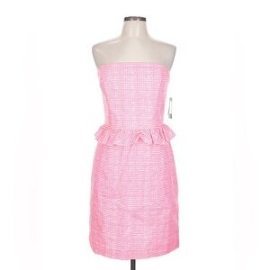 NWT Lilly Pulitzer Lowe Strapless Dress Fiesta Pink florescent Gingham Size 10